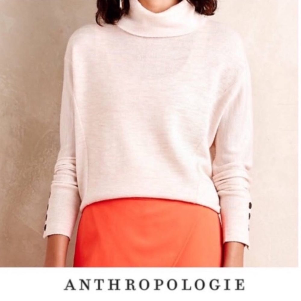 Anthropologie Moth Wool Peachy Pink Turtleneck